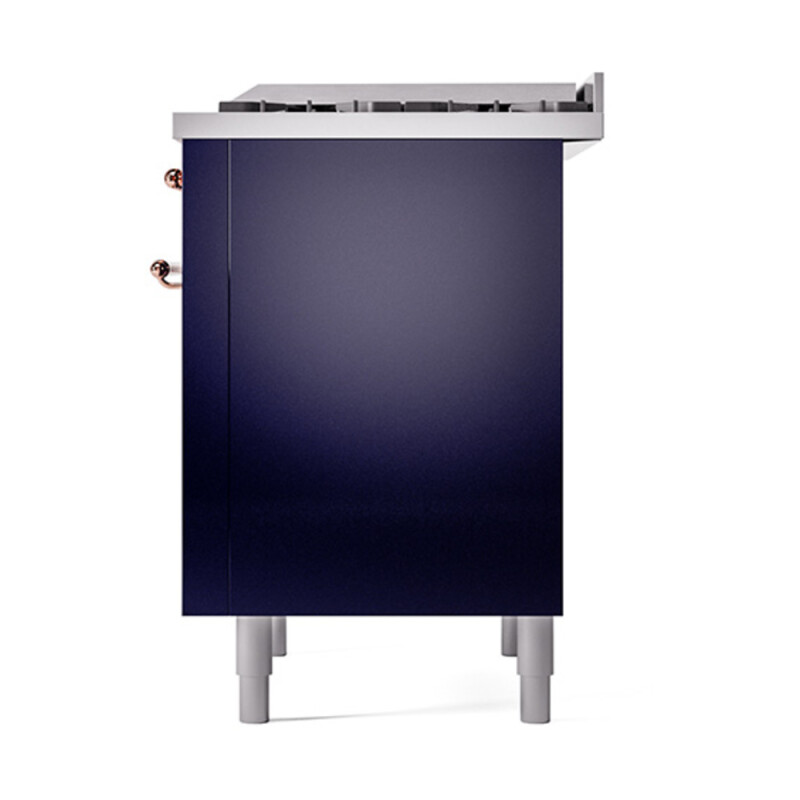 Nostalgie II Noblesse 36″ Dual Fuel Range (Natural Gas, Solid Door, Midnight Blue, Copper) UN36FQNMPMBP