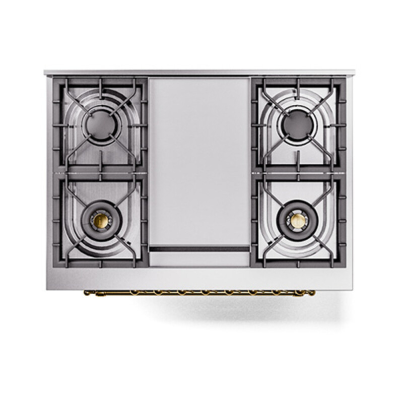 Nostalgie II Noblesse 36″ Dual Fuel Range (Natural Gas, Solid Door, Graphite Matte, Brass) UN36FQNMPMGG