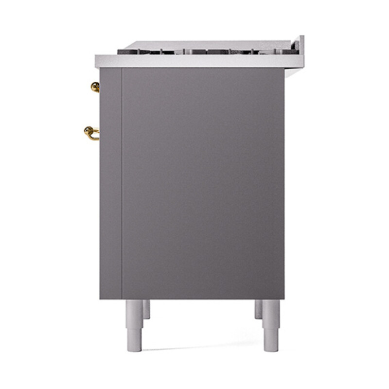 Nostalgie II Noblesse 36″ Dual Fuel Range (Natural Gas, Solid Door, Graphite Matte, Brass) UN36FQNMPMGG