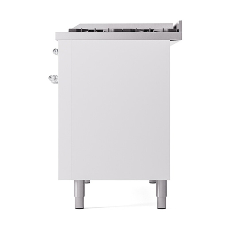 Nostalgie II Noblesse 48″ Dual Fuel Range  (8 Sealed Burners + Griddle, Natural Gas, Solid Door, White, Chrome) UN48FQNMPWHC