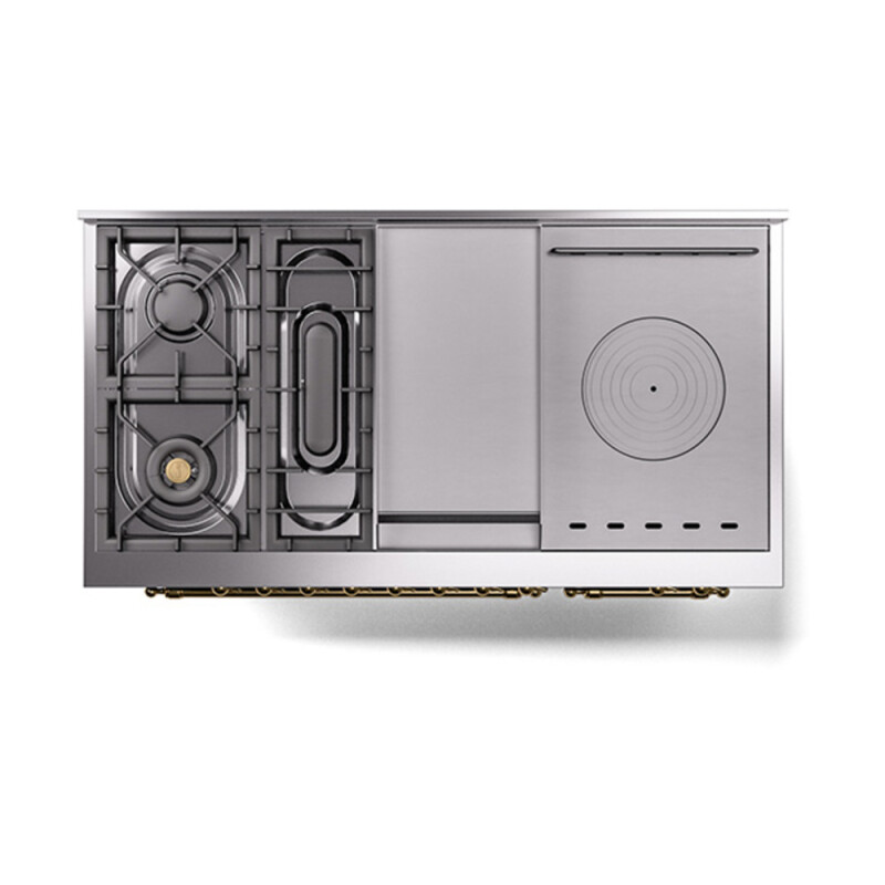 Nostalgie II Noblesse 48″ Dual Fuel Range  (5 Sealed Burners + Griddle + French Top, Liquid Propane, Triple Glass Door, Midnight Blue, Brass) UN48FSNMPMBGLP