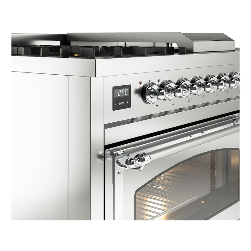 Nostalgie II Noblesse 48″ Dual Fuel Range  (5 Sealed Burners + Griddle + French Top, Natural Gas, Triple Glass Door, Stainless Steel, Chrome) UN48FSNMPSSC