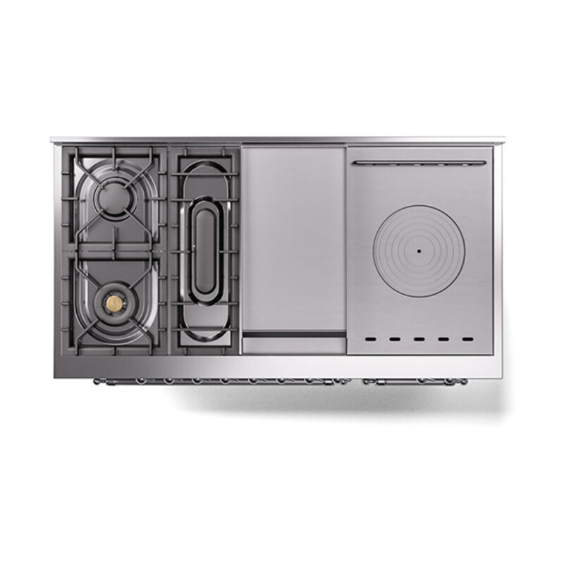 Nostalgie II Noblesse 48″ Dual Fuel Range  (5 Sealed Burners + Griddle + French Top, Natural Gas, Triple Glass Door, Stainless Steel, Chrome) UN48FSNMPSSC