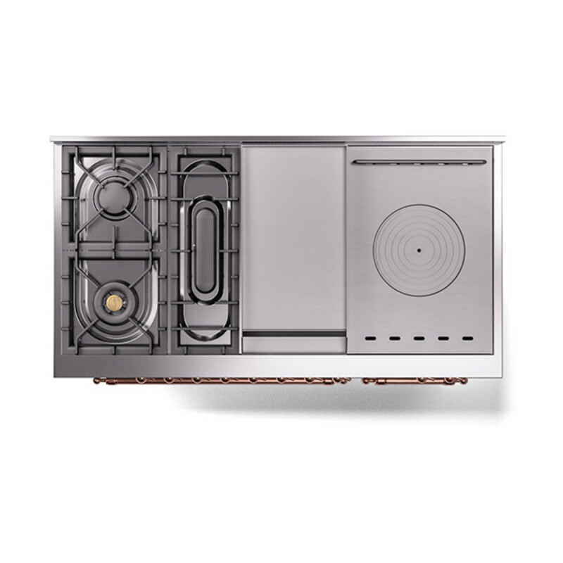 Nostalgie II Noblesse 48″ Dual Fuel Range  (5 Sealed Burners + Griddle + French Top, Liquid Propane, Triple Glass Door, Stainless Steel, Copper) UN48FSNMPSSPLP