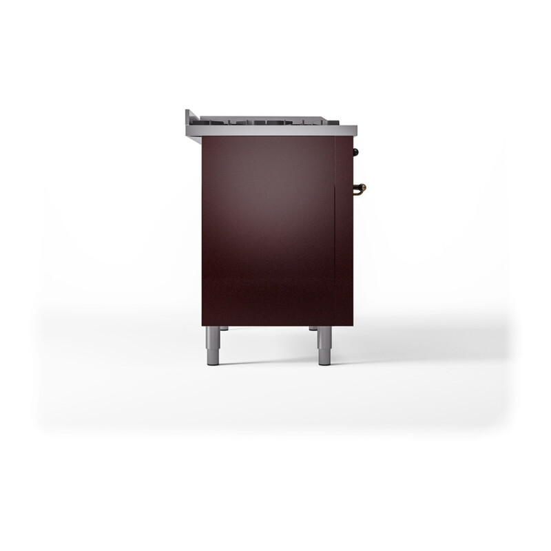 Nostalgie II Noblesse 48″ Dual Fuel Range  (5 Sealed Burners + Griddle + French Top, Natural Gas, Solid Door, Burgundy, Burnished) UN48FSQNMPBUB
