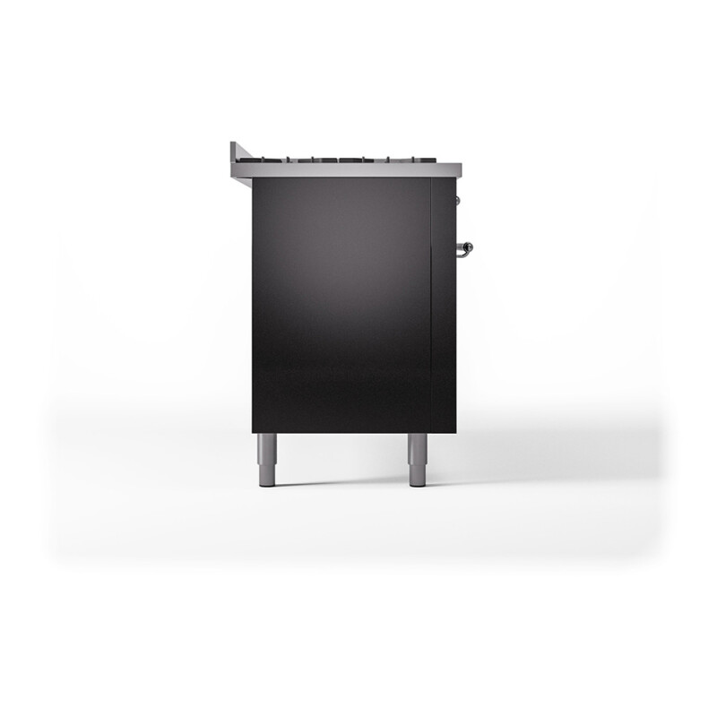 Nostalgie II Noblesse 60″ Dual Fuel Range (9 Sealed Burners + Griddle, Natural Gas, Solid Door, Glossy Black, Chrome) UN60FQNMPBKC