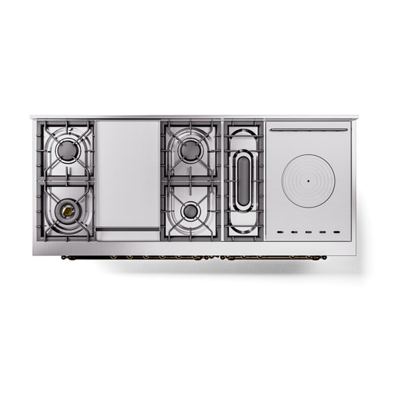 Nostalgie II Noblesse 60″ Dual Fuel Range      (7 Sealed Burners + Griddle + French Top, Liquid Propane, Triple Glass Door, Glossy Black, Burnished) UN60FSNMPBKBLP