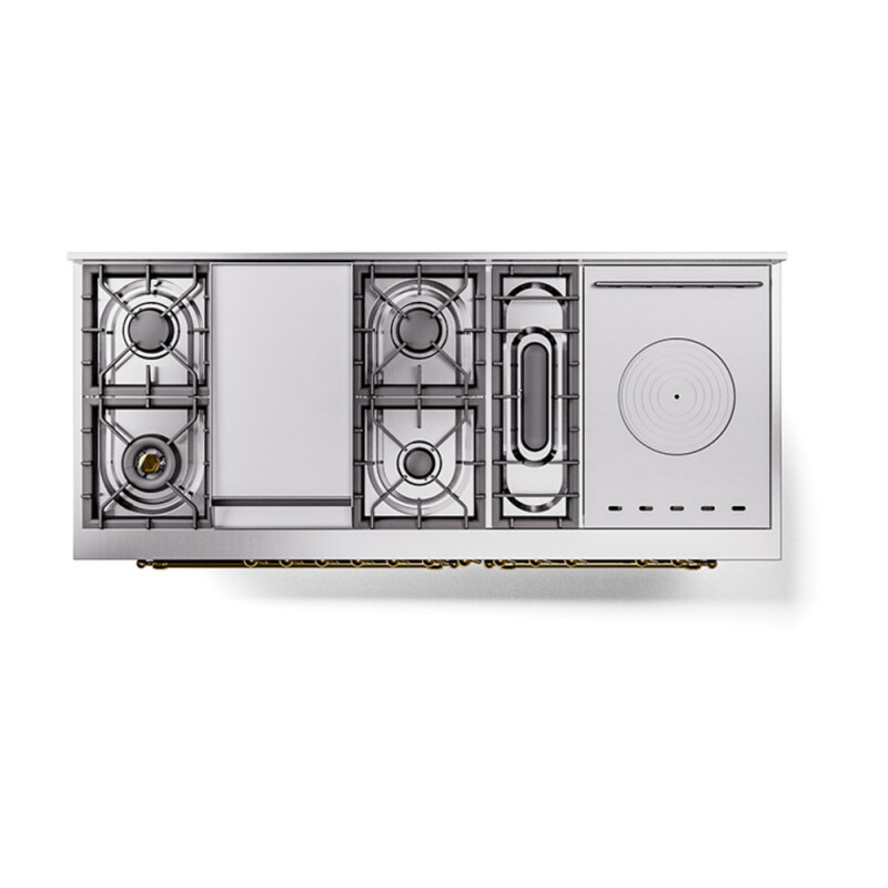 Nostalgie II Noblesse 60″ Dual Fuel Range      (7 Sealed Burners + Griddle + French Top, Liquid Propane, Triple Glass Door, Glossy Black, Brass) UN60FSNMPBKGLP