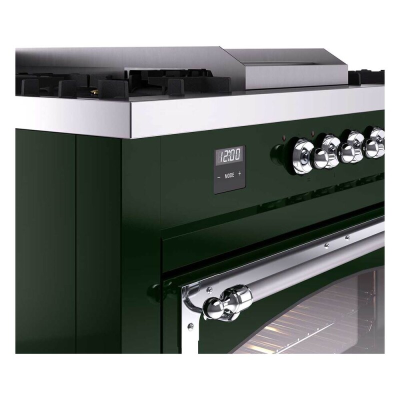 Nostalgie II Noblesse 60″ Dual Fuel Range (7 Sealed Burners + Griddle + French Top, Natural Gas, Triple Glass Door, Emerald Green, Chrome) UN60FSNMPEGC