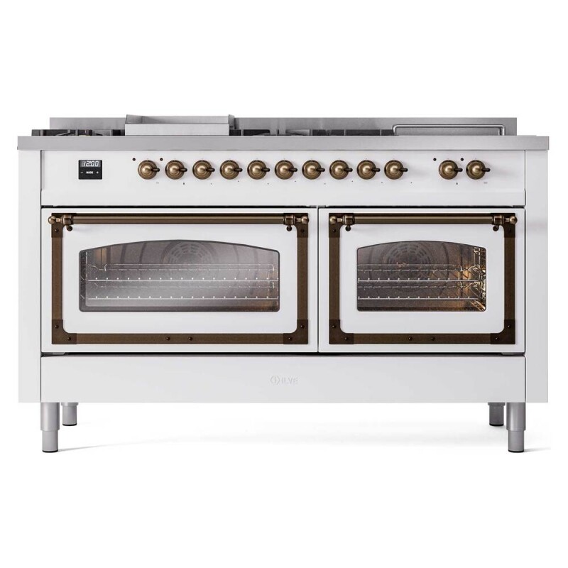 Nostalgie II Noblesse 60″ Dual Fuel Range      (7 Sealed Burners + Griddle + French Top, Natural Gas, Triple Glass Door, RAL, Burnished) UN60FSNMPRAB