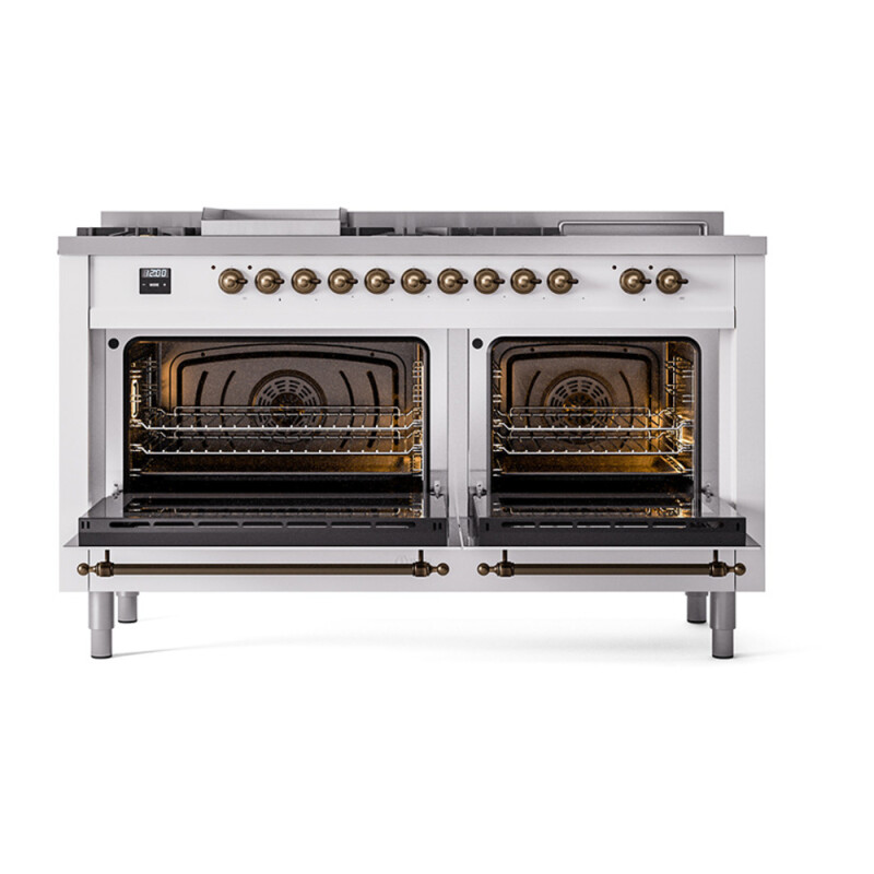 Nostalgie II Noblesse 60″ Dual Fuel Range      (7 Sealed Burners + Griddle + French Top, Natural Gas, Triple Glass Door, RAL, Burnished) UN60FSNMPRAB