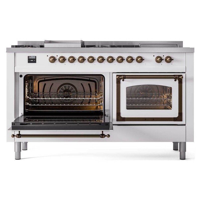 Nostalgie II Noblesse 60″ Dual Fuel Range      (7 Sealed Burners + Griddle + French Top, Natural Gas, Triple Glass Door, RAL, Burnished) UN60FSNMPRAB