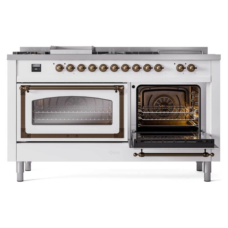 Nostalgie II Noblesse 60″ Dual Fuel Range      (7 Sealed Burners + Griddle + French Top, Natural Gas, Triple Glass Door, RAL, Burnished) UN60FSNMPRAB