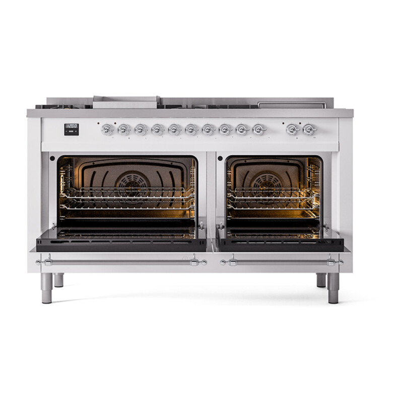 Nostalgie II Noblesse 60″ Dual Fuel Range      (7 Sealed Burners + Griddle + French Top, Natural Gas, Triple Glass Door, RAL, Chrome) UN60FSNMPRAC