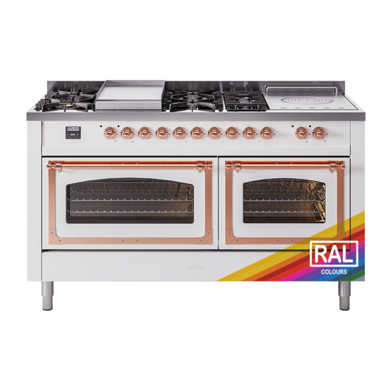 Nostalgie II Noblesse 60″ Dual Fuel Range      (7 Sealed Burners + Griddle + French Top, Natural Gas, Triple Glass Door, RAL, Copper) UN60FSNMPRAP