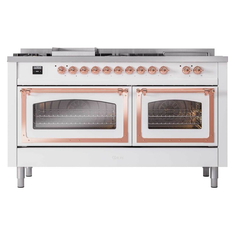 Nostalgie II Noblesse 60″ Dual Fuel Range      (7 Sealed Burners + Griddle + French Top, Natural Gas, Triple Glass Door, RAL, Copper) UN60FSNMPRAP