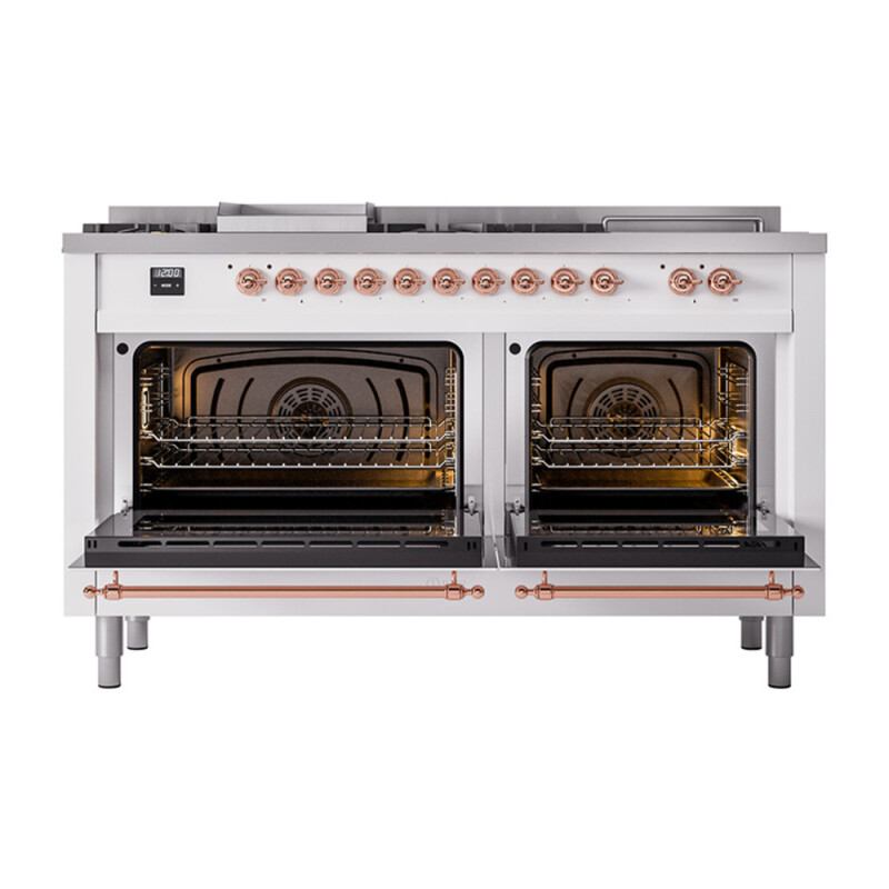 Nostalgie II Noblesse 60″ Dual Fuel Range      (7 Sealed Burners + Griddle + French Top, Natural Gas, Triple Glass Door, RAL, Copper) UN60FSNMPRAP
