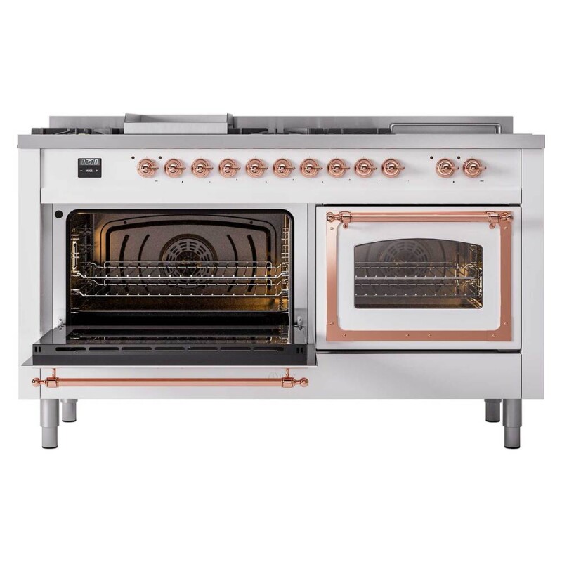 Nostalgie II Noblesse 60″ Dual Fuel Range      (7 Sealed Burners + Griddle + French Top, Natural Gas, Triple Glass Door, RAL, Copper) UN60FSNMPRAP