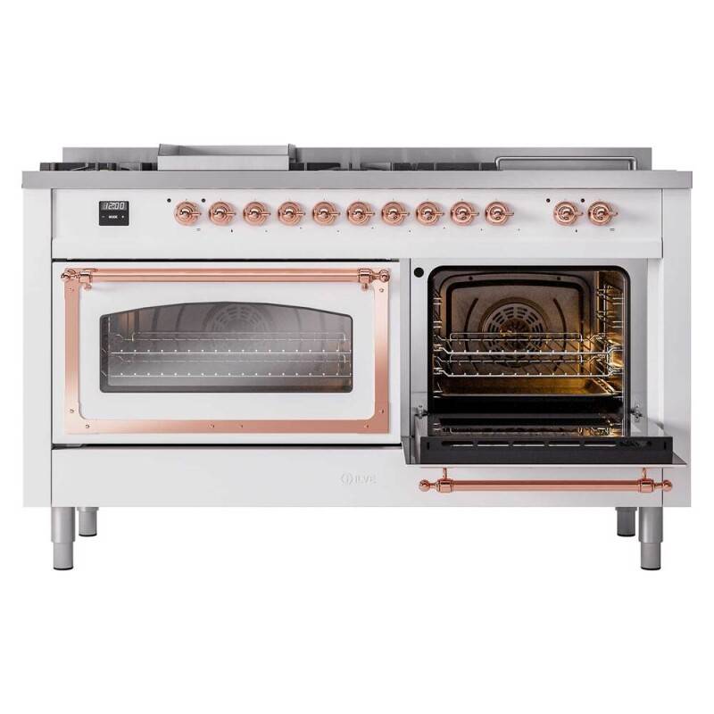 Nostalgie II Noblesse 60″ Dual Fuel Range      (7 Sealed Burners + Griddle + French Top, Natural Gas, Triple Glass Door, RAL, Copper) UN60FSNMPRAP