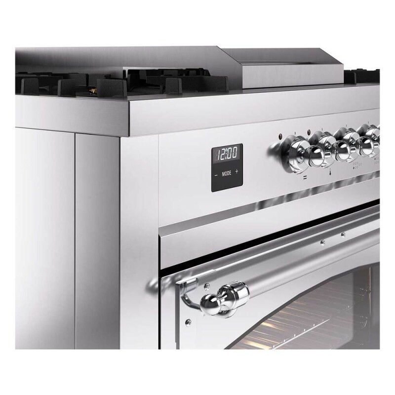 Nostalgie II Noblesse 60″ Dual Fuel Range      (7 Sealed Burners + Griddle + French Top, Natural Gas, Triple Glass Door, Stainless Steel, Chrome) UN60FSNMPSSC