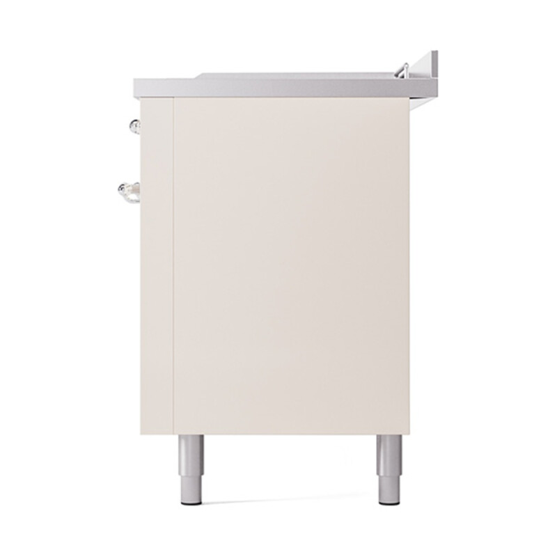 Nostalgie II Noblesse 60″ Dual Fuel Range      (7 Sealed Burners + Griddle + French Top, Natural Gas, Solid Door, Antique White, Chrome) UN60FSQNMPAWC