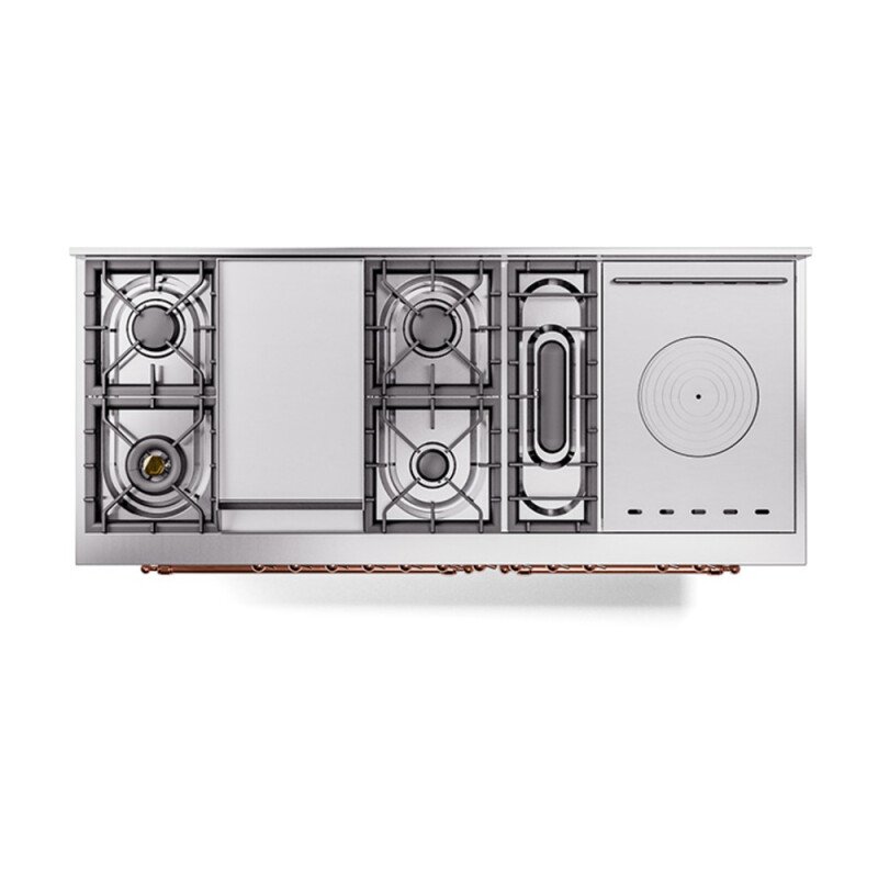 Nostalgie II Noblesse 60″ Dual Fuel Range      (7 Sealed Burners + Griddle + French Top, Natural Gas, Solid Door, RAL, Copper) UN60FSQNMPRAP