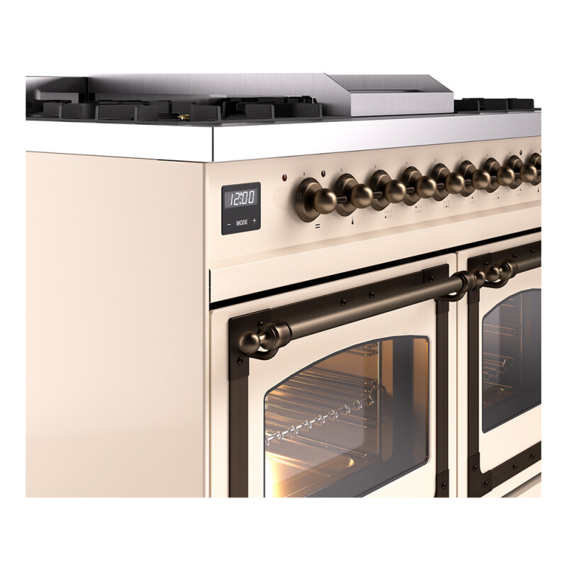 Nostalgie II Noblesse 40″ Dual Fuel Range (Natural Gas, Triple Glass Door, Antique White, Burnished) UND40FNMPAWB