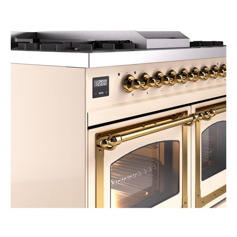 Nostalgie II Noblesse 40″ Dual Fuel Range (Natural Gas, Triple Glass Door, Antique White, Brass) UND40FNMPAWG