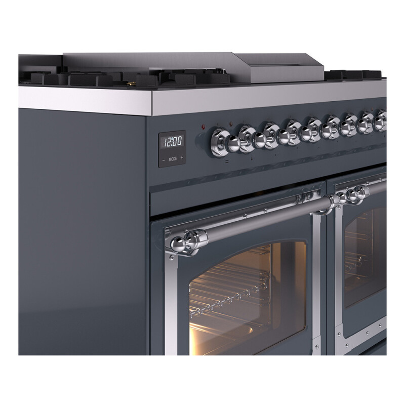Nostalgie II Noblesse 40″ Dual Fuel Range (Natural Gas, Triple Glass Door, Blue Grey, Chrome) UND40FNMPBGC