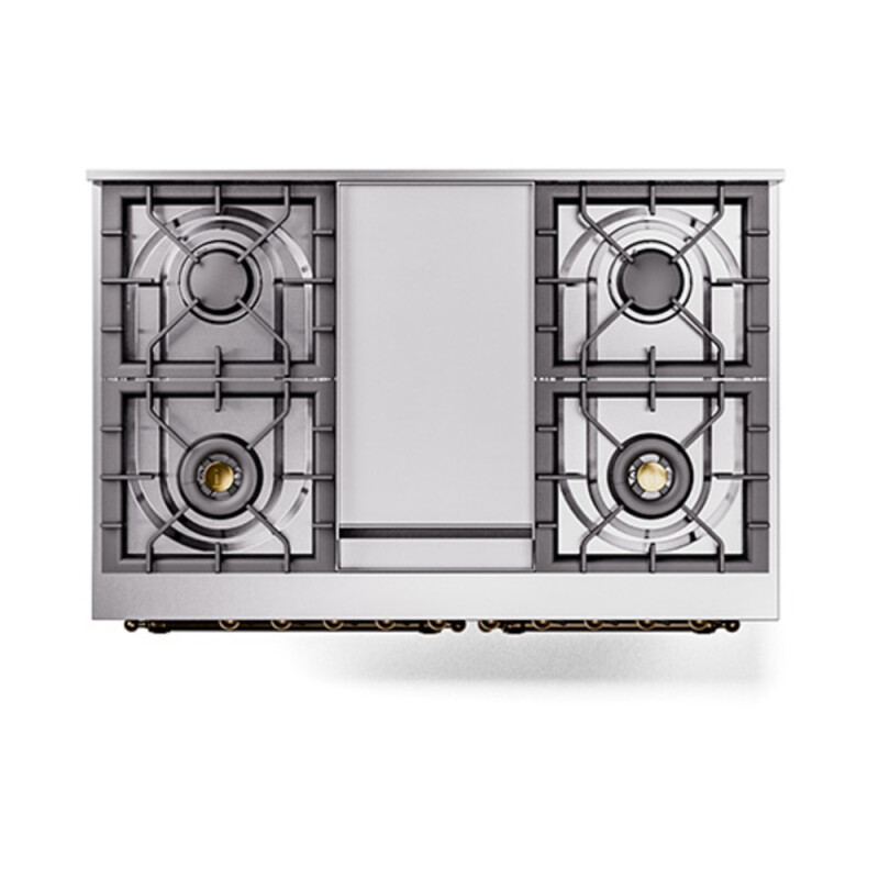 Nostalgie II Noblesse 40″ Dual Fuel Range (Liquid Propane, Triple Glass Door, Glossy Black, Burnished) UND40FNMPBKBLP