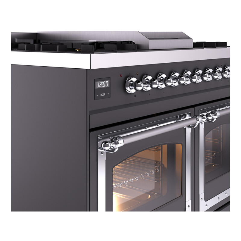 Nostalgie II Noblesse 40″ Dual Fuel Range (Natural Gas, Triple Glass Door, Graphite Matte, Chrome) UND40FNMPMGC