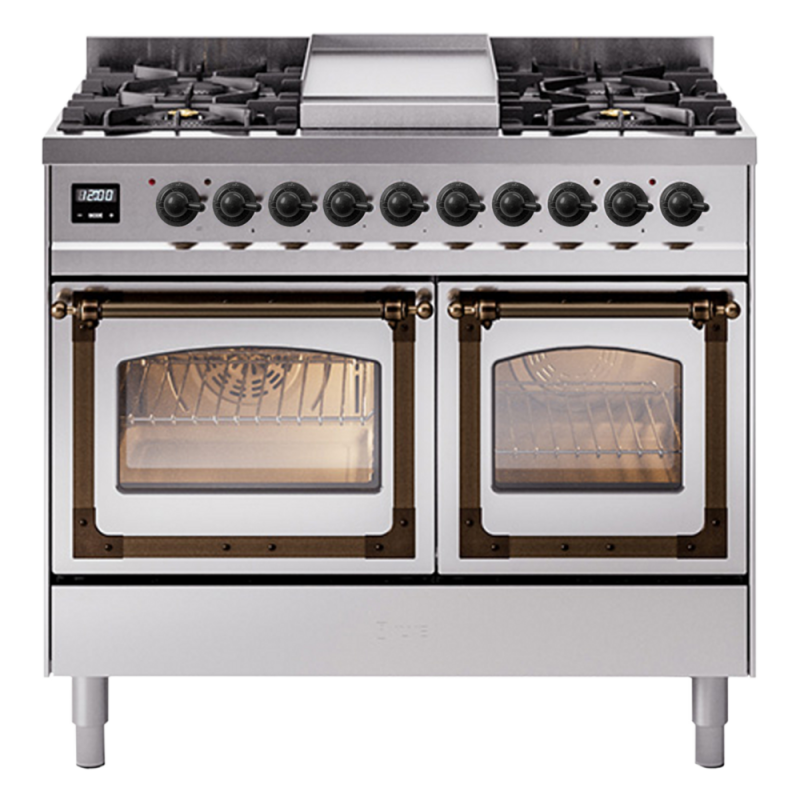 Nostalgie II Noblesse 40″ Dual Fuel Range (Natural Gas, Triple Glass Door, Stainless Steel, Burnished) UND40FNMPSSB