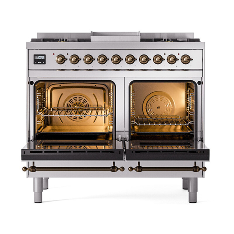 Nostalgie II Noblesse 40″ Dual Fuel Range (Natural Gas, Triple Glass Door, Stainless Steel, Burnished) UND40FNMPSSB