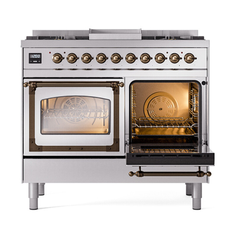 Nostalgie II Noblesse 40″ Dual Fuel Range (Natural Gas, Triple Glass Door, Stainless Steel, Burnished) UND40FNMPSSB