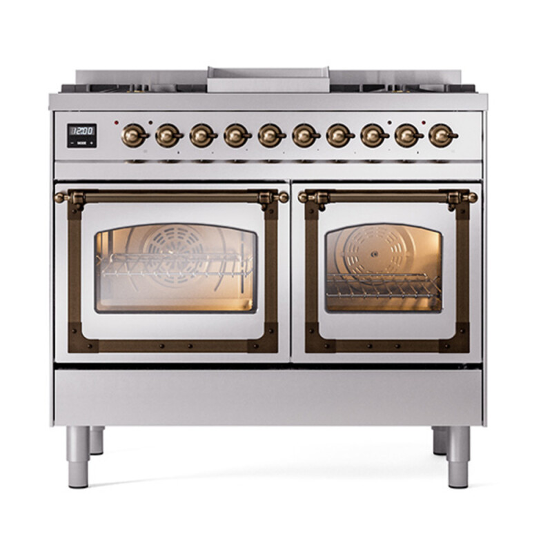 Nostalgie II Noblesse 40″ Dual Fuel Range (Natural Gas, Triple Glass Door, Stainless Steel, Burnished) UND40FNMPSSB