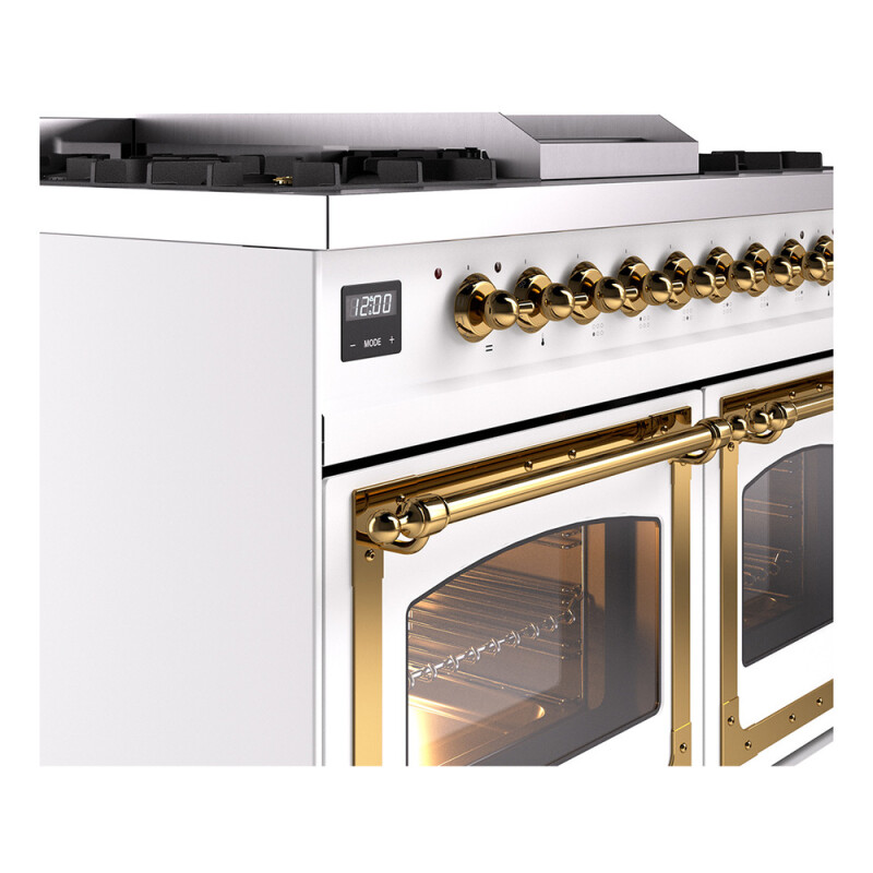 Nostalgie II Noblesse 40″ Dual Fuel Range (Natural Gas, Triple Glass Door, White, Brass) UND40FNMPWHG