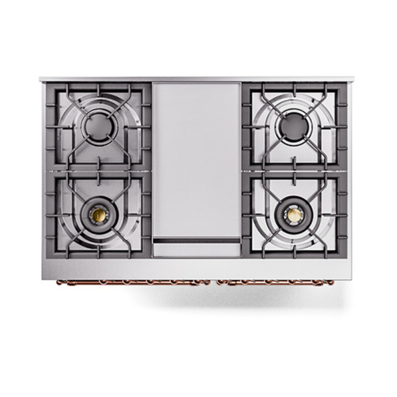Nostalgie II Noblesse 40″ Dual Fuel Range (Natural Gas, Solid Door, Burgundy, Copper) UND40FQNMPBUP