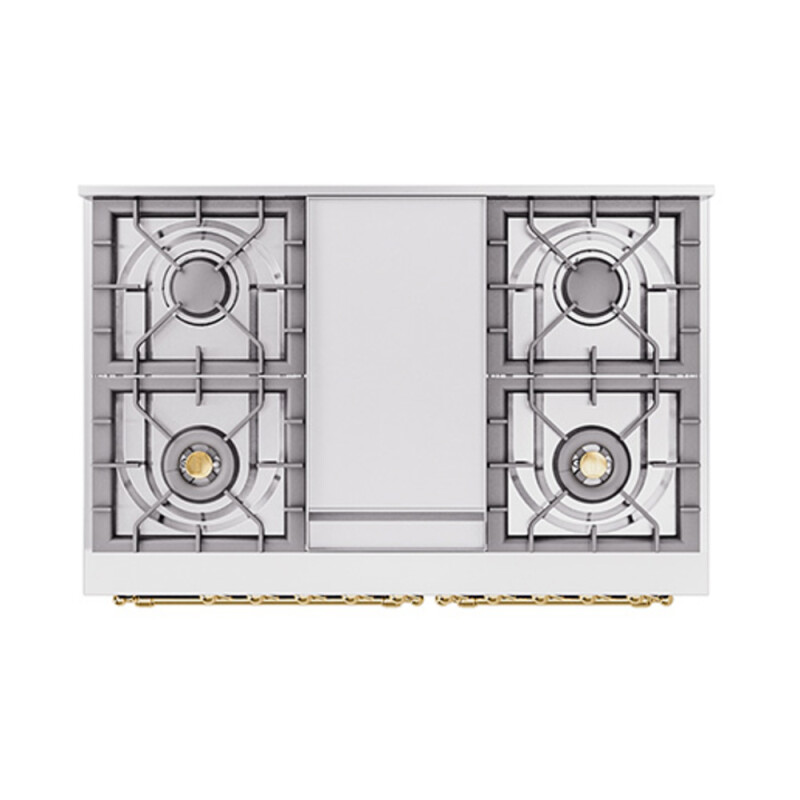 Nostalgie II Noblesse 40″ Dual Fuel Range (Natural Gas, Solid Door, Midnight Blue, Brass) UND40FQNMPMBG