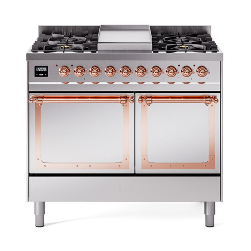 Nostalgie II Noblesse 40″ Dual Fuel Range (Natural Gas, Solid Door, Stainless Steel, Copper) UND40FQNMPSSP