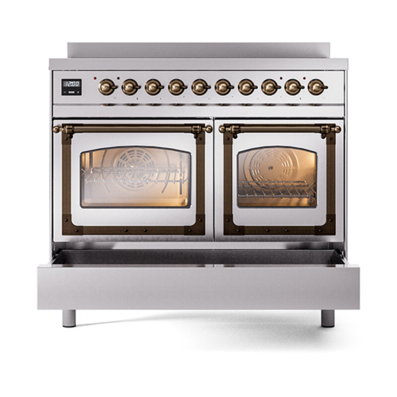Nostalgie II Noblesse 40″ Induction Range  (Triple Glass Door, Stainless Steel, Burnished) UNDI406NMPSSB