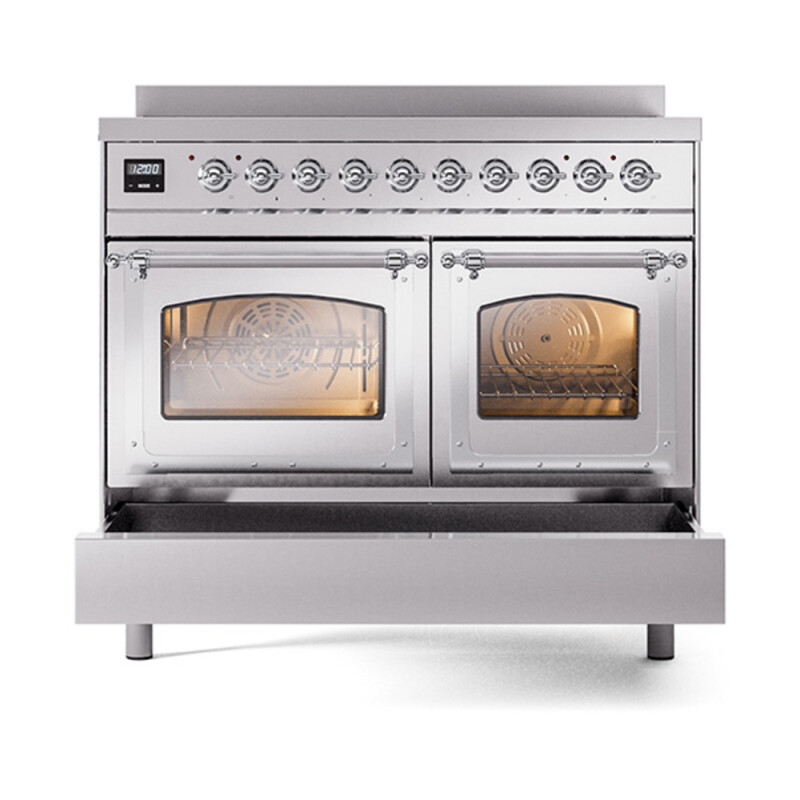 Nostalgie II Noblesse 40″ Induction Range  (Triple Glass Door, Stainless Steel, Chrome) UNDI406NMPSSC