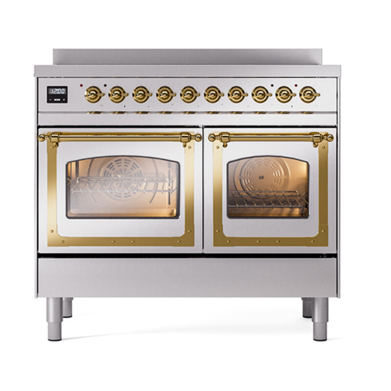 Nostalgie II Noblesse 40″ Induction Range  (Triple Glass Door, Stainless Steel, Brass) UNDI406NMPSSG