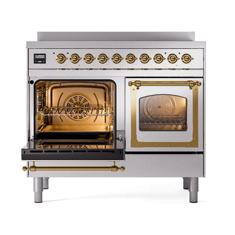 Nostalgie II Noblesse 40″ Induction Range  (Triple Glass Door, Stainless Steel, Brass) UNDI406NMPSSG