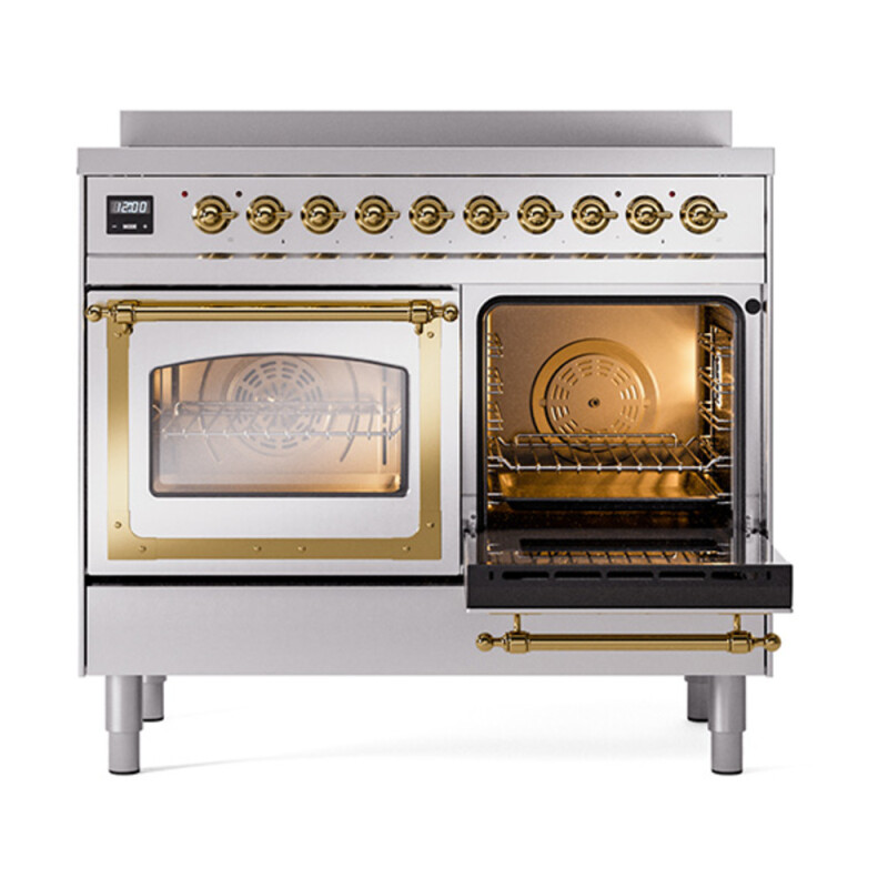 Nostalgie II Noblesse 40″ Induction Range  (Triple Glass Door, Stainless Steel, Brass) UNDI406NMPSSG