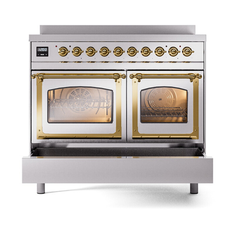 Nostalgie II Noblesse 40″ Induction Range  (Triple Glass Door, Stainless Steel, Brass) UNDI406NMPSSG