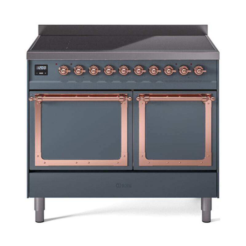 Nostalgie II Noblesse 40″ Induction Range  (Solid Door, Blue Grey, Copper) UNDI406QNMPBGP