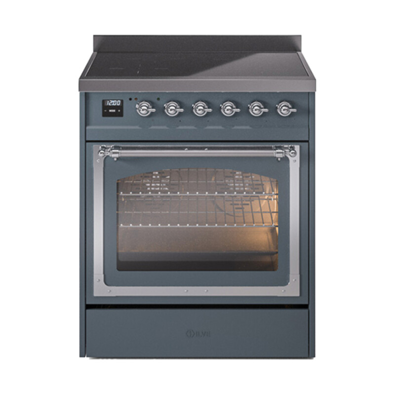 Nostalgie II Noblesse 30″ Induction Range (Triple Glass Door, Blue Grey, Chrome) UNI304NMPBGC