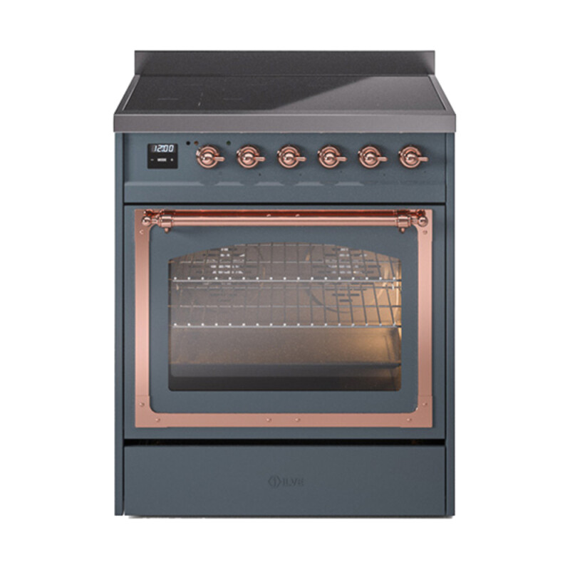Nostalgie II Noblesse 30″ Induction Range (Triple Glass Door, Blue Grey, Copper) UNI304NMPBGP