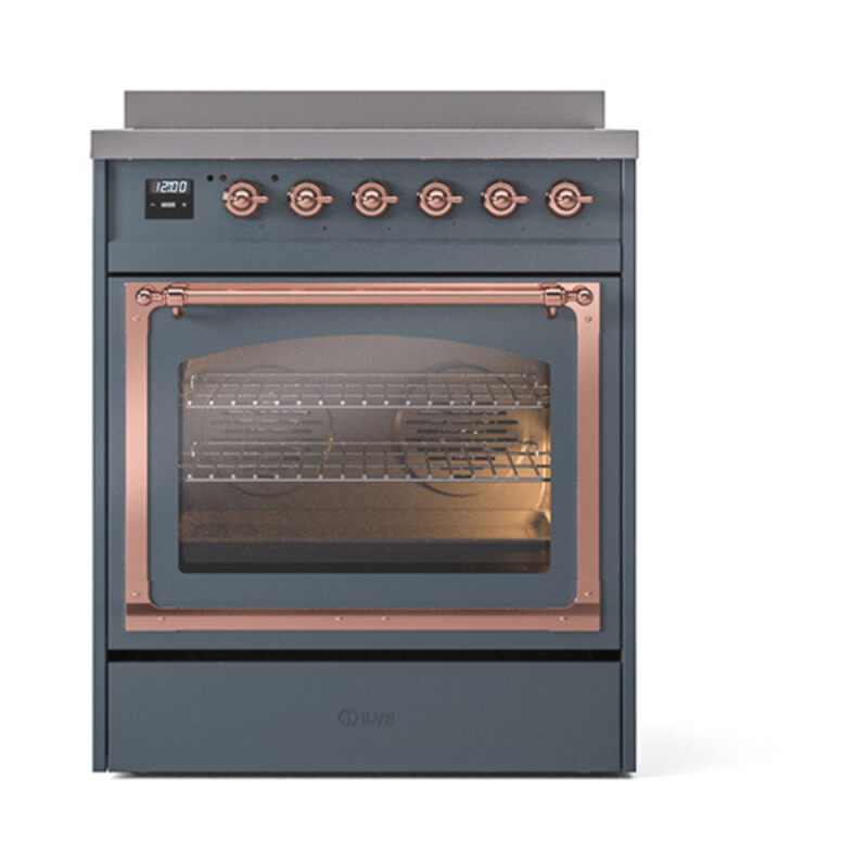 Nostalgie II Noblesse 30″ Induction Range (Triple Glass Door, Blue Grey, Copper) UNI304NMPBGP