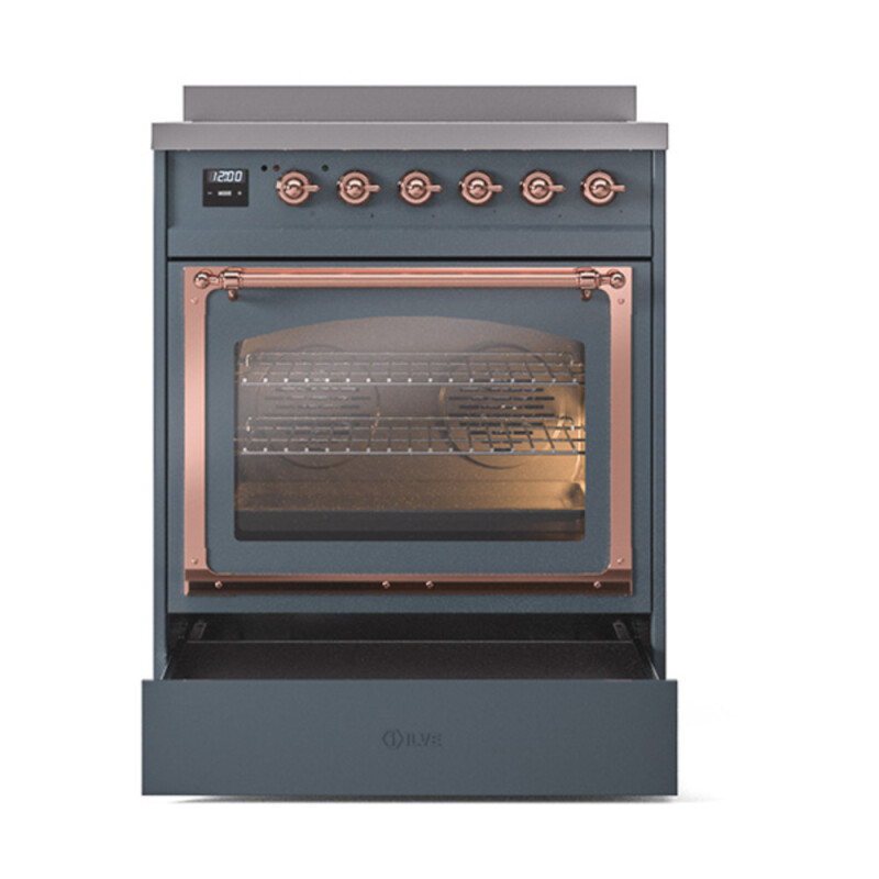 Nostalgie II Noblesse 30″ Induction Range (Triple Glass Door, Blue Grey, Copper) UNI304NMPBGP